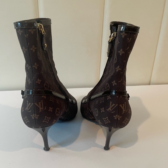 Louis Vuitton Brown Monogram Mimosa Mini Lin Ankle Boots - Picture 4 of 16